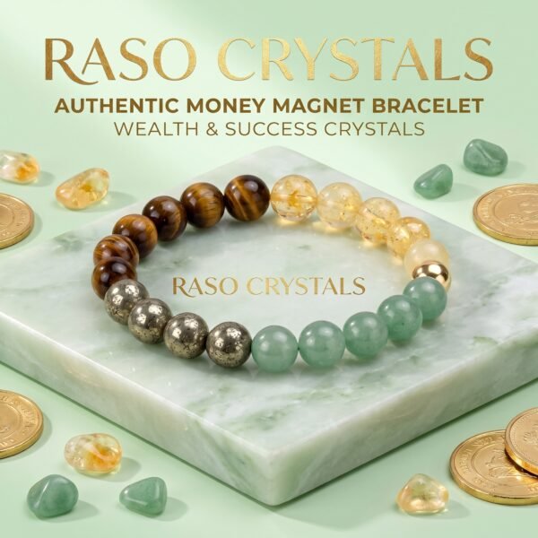 Authentic Money Magnet Bracelet | Wealth & Success Crystals | Raso Crystals