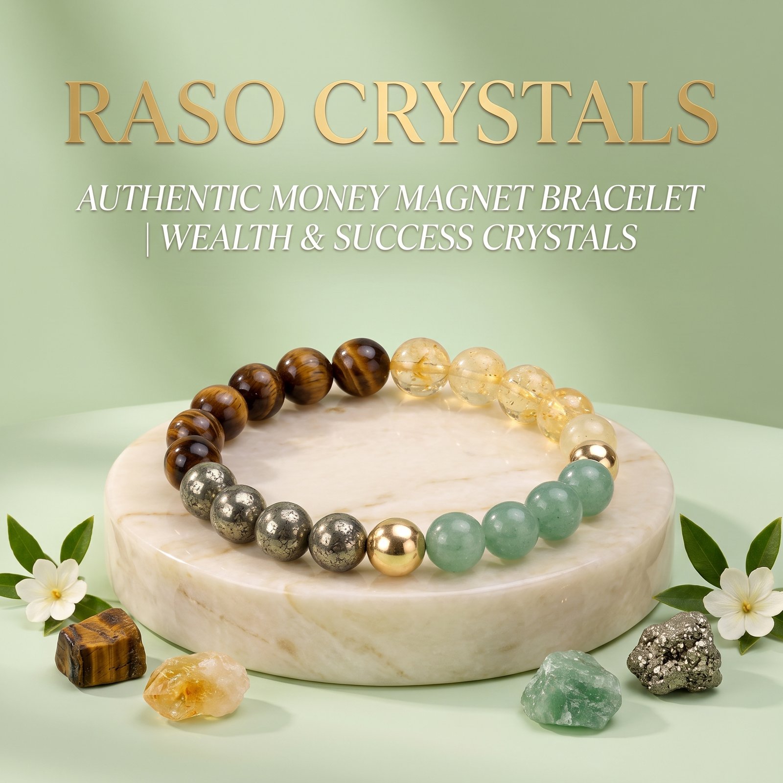 Authentic Money Magnet Bracelet | Wealth & Success Crystals | Raso Crystals - Image 1